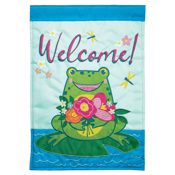 Welcome Frog Garden Flag