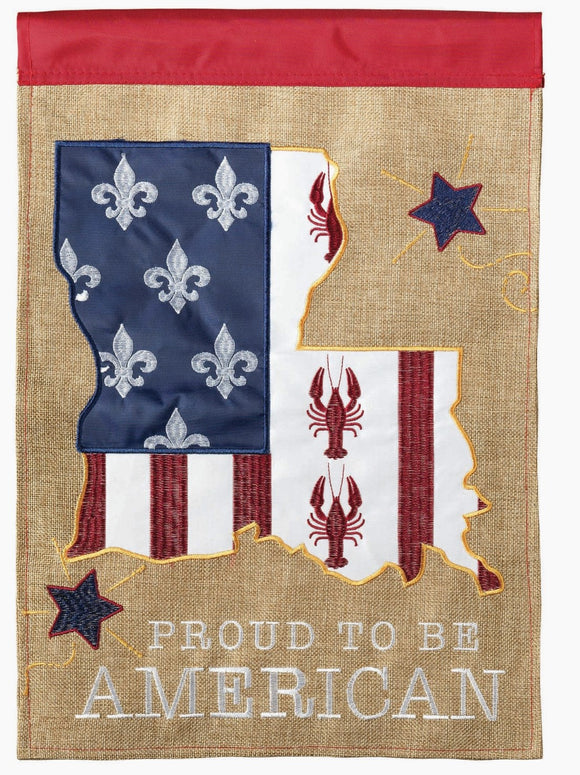 Proud to Be American Large Burlap House Flag