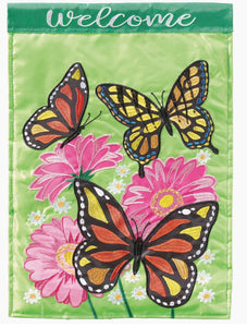 Welcome Butterflies and Flowers Garden Flag